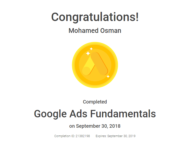 mohamed othman google-Ads-certificate